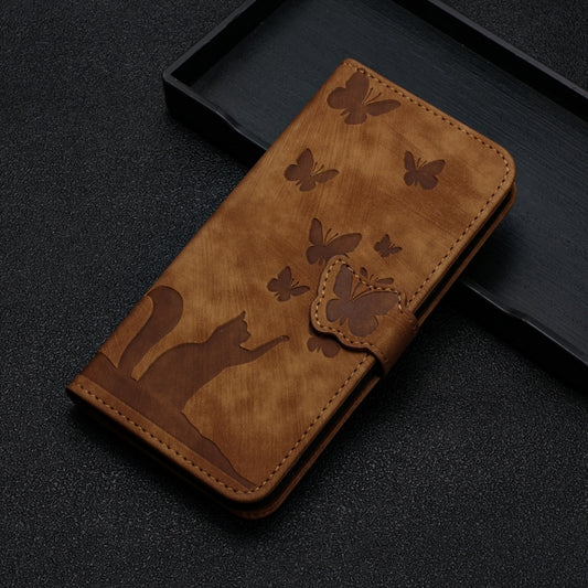 For Samsung Galaxy S24+ 5G Butterfly Cat Embossing Flip Leather Phone Case(Brown) by buy2fix