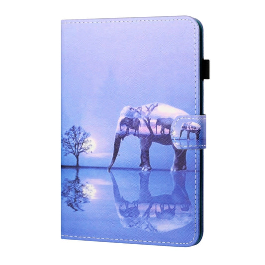 For Samsung Galaxy Tab A11 / A9 Coloured Drawing Stitching Flip PU Tablet Case with Sleep / Wake-up Function(Tree and Elephant) by buy2fix