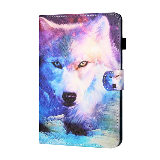 For Samsung Galaxy Tab A11 / A9 Coloured Drawing Stitching Flip PU Tablet Case with Sleep / Wake-up Function(Wolf) by buy2fix