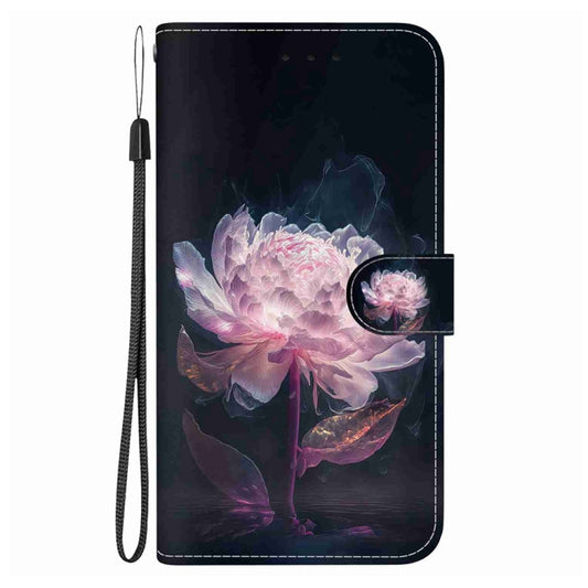 For Tecno Spark 30C Crystal Texture Colored Drawing Leather Phone Case(Purple Peony) by buy2fix