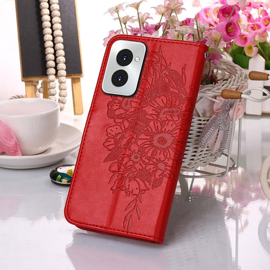 For Motorola Moto G Power 5G 2024 Embossed Butterfly Leather Phone Case(Red) by buy2fix