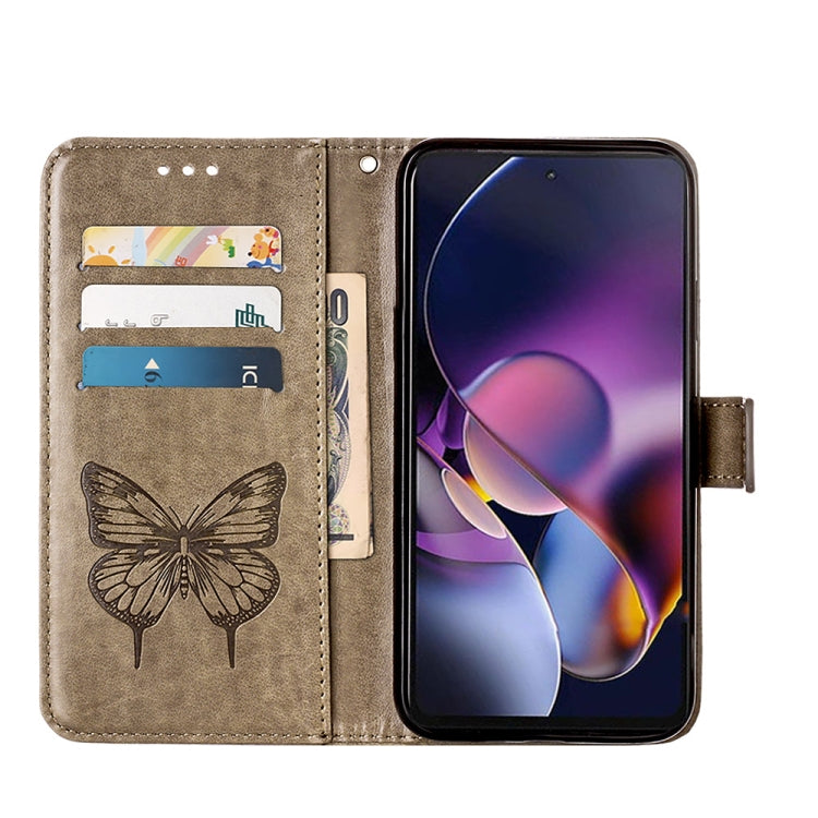 For Motorola Moto G Stylus 5G 2024 Embossed Butterfly Leather Phone Case(Grey) by buy2fix