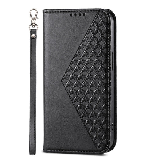 For iPhone 16 Pro Max Cubic Grid Calf Texture Magnetic Leather Phone Case(Black) by buy2fix