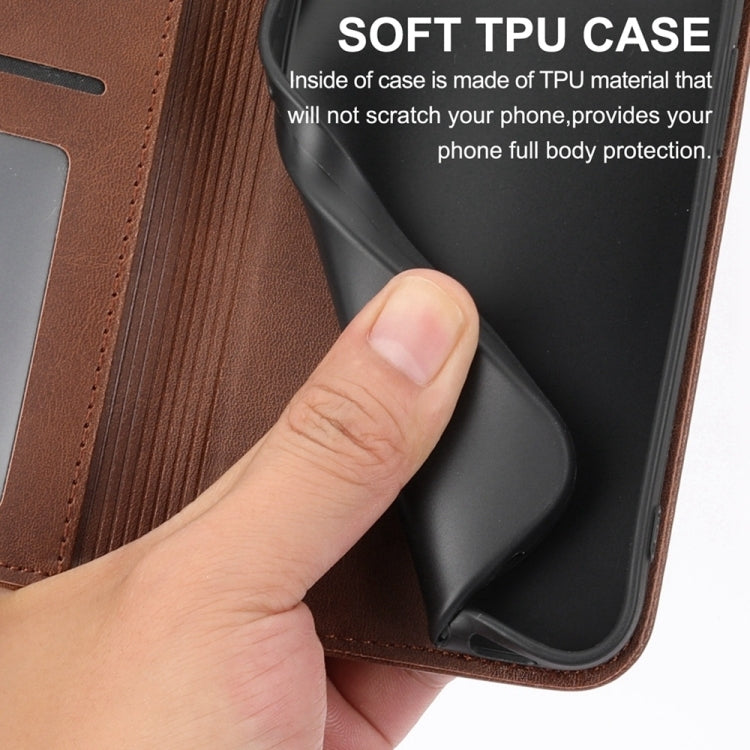 For iPhone 16 Plus Cubic Grid Calf Texture Magnetic Leather Phone Case(Brown) by buy2fix