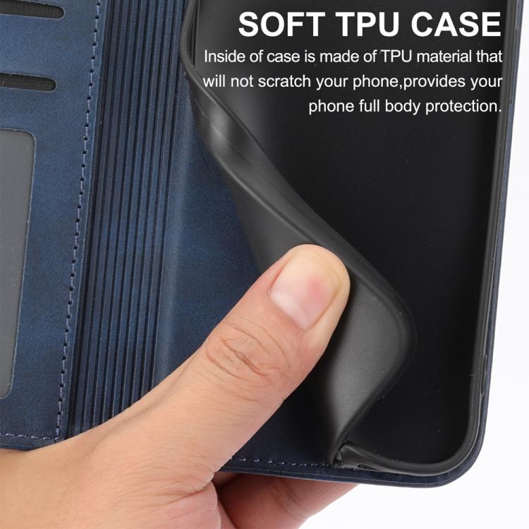 For iPhone Air Cubic Grid Calf Texture Magnetic Leather Phone Case(Blue) - iPhone Air Cases by buy2fix | Online Shopping UK | buy2fix