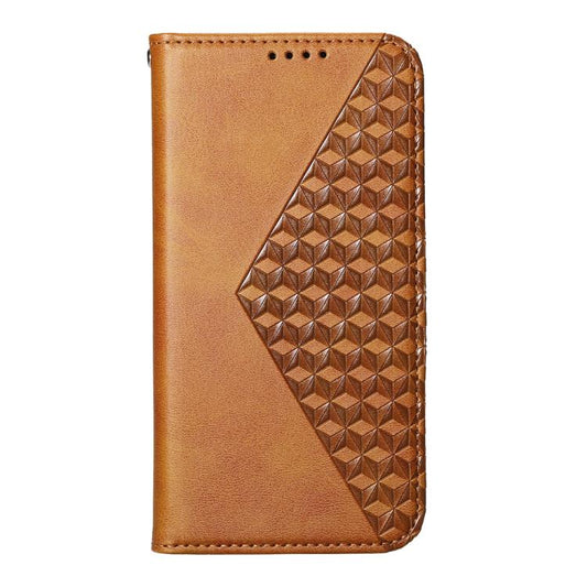 For iPhone Air Cubic Grid Calf Texture Magnetic Leather Phone Case(Yellow) - iPhone Air Cases by buy2fix | Online Shopping UK | buy2fix