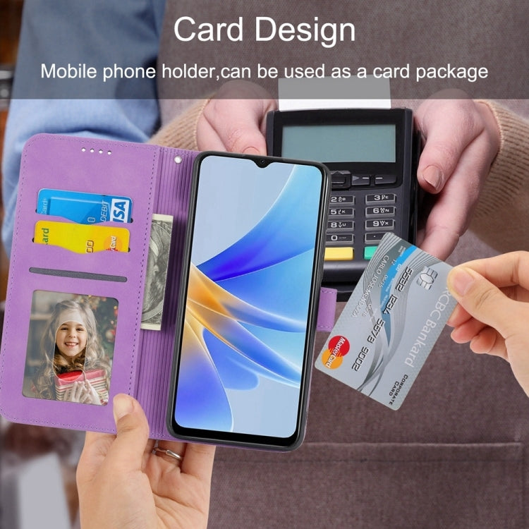 For iPhone 16 Dierfeng Dream Line TPU Hybrid PU Leather Phone Case(Purple) by buy2fix