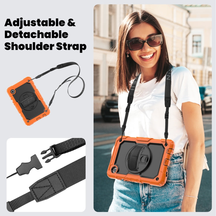 For Samsung Galaxy Tab A9 / Tab A11 Silicone + PC Tablet Case with Shoulder Strap(Orange) by buy2fix