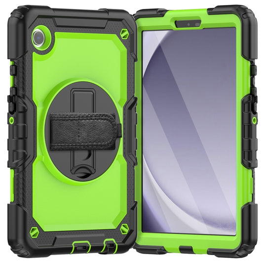 For Samsung Galaxy Tab A9 Silicone + PC Tablet Case with Shoulder Strap(Black+Yellow Green) - Galaxy Tab A9 by buy2fix | Online Shopping UK | buy2fix