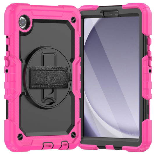 For Samsung Galaxy Tab A9 Silicone + PC Tablet Case with Shoulder Strap(Rose Red) - Galaxy Tab A9 by buy2fix | Online Shopping UK | buy2fix