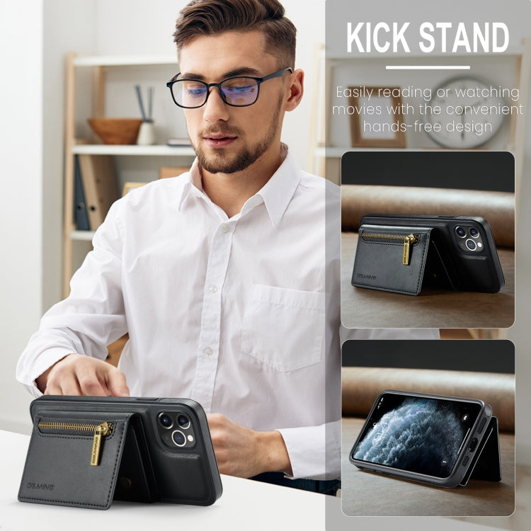 For iPhone 11 Pro Max DG.MING M5 Series Zip RFID Multi Card Detachable Leather Phone Case(Black) by DG.MING