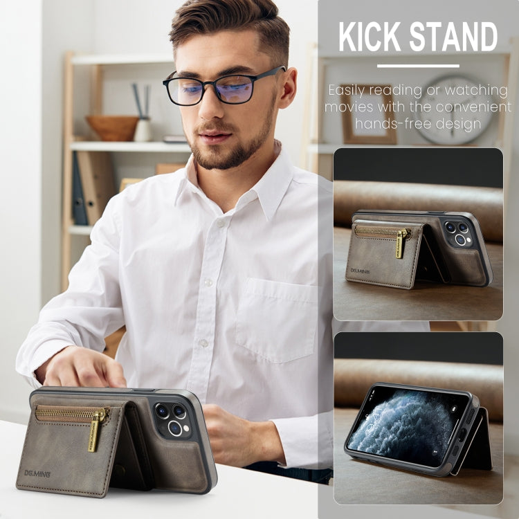 For iPhone 11 Pro Max DG.MING M5 Series Zip RFID Multi Card Detachable Leather Phone Case(Coffee) by DG.MING