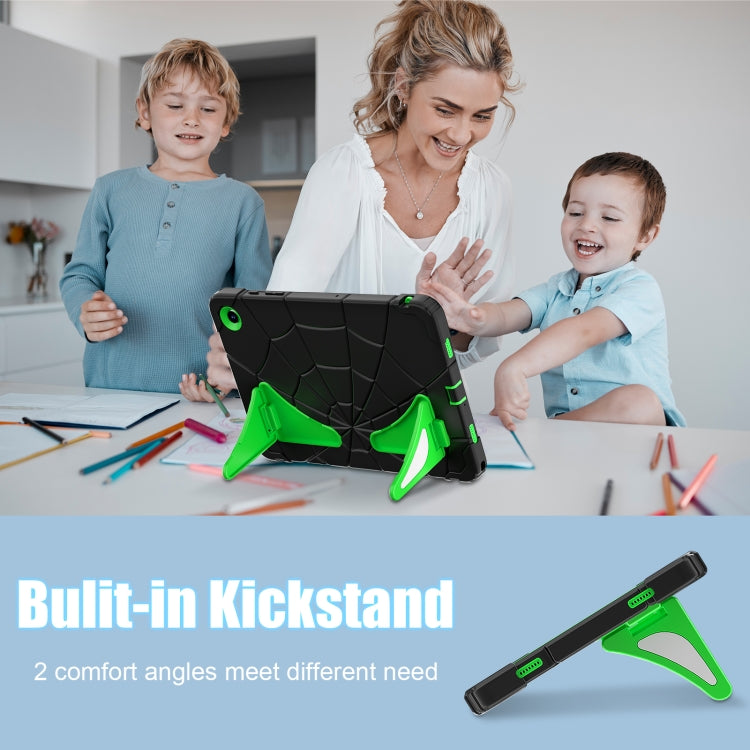 For Samsung Galaxy Tab A11+ / A9+ Spider Silicone Hybrid PC Shockproof Tablet Case(Black Green) by buy2fix