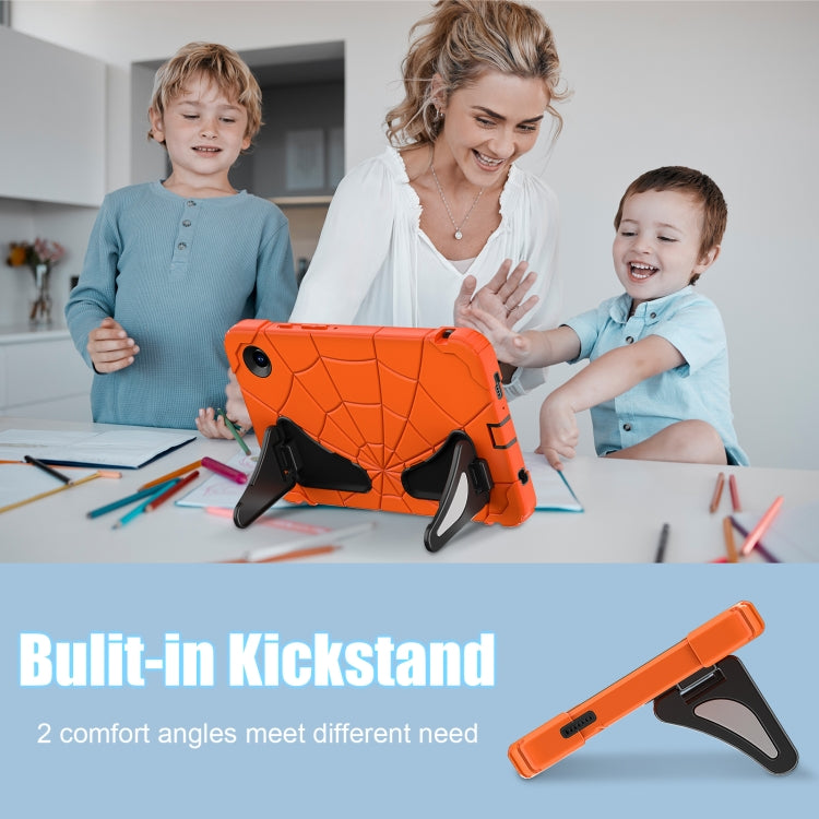 For Samsung Galaxy Tab A9 Spider Silicone Hybrid PC Shockproof Tablet Case(Orange Black) by buy2fix