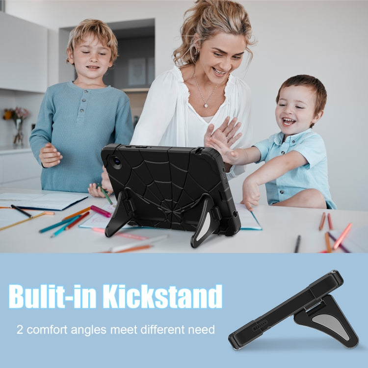 For Samsung Galaxy Tab A9 Spider Silicone Hybrid PC Shockproof Tablet Case(Black) by buy2fix
