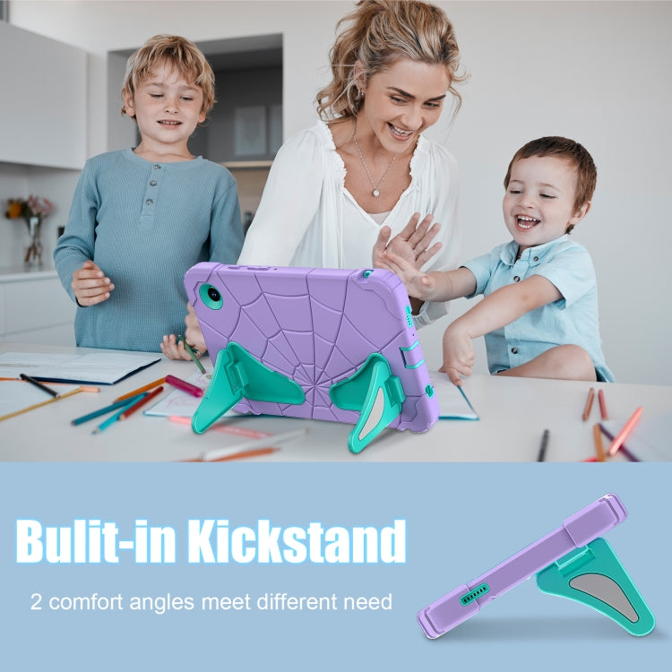 For Samsung Galaxy Tab A9 Spider Silicone Hybrid PC Shockproof Tablet Case(Purple Green) by buy2fix