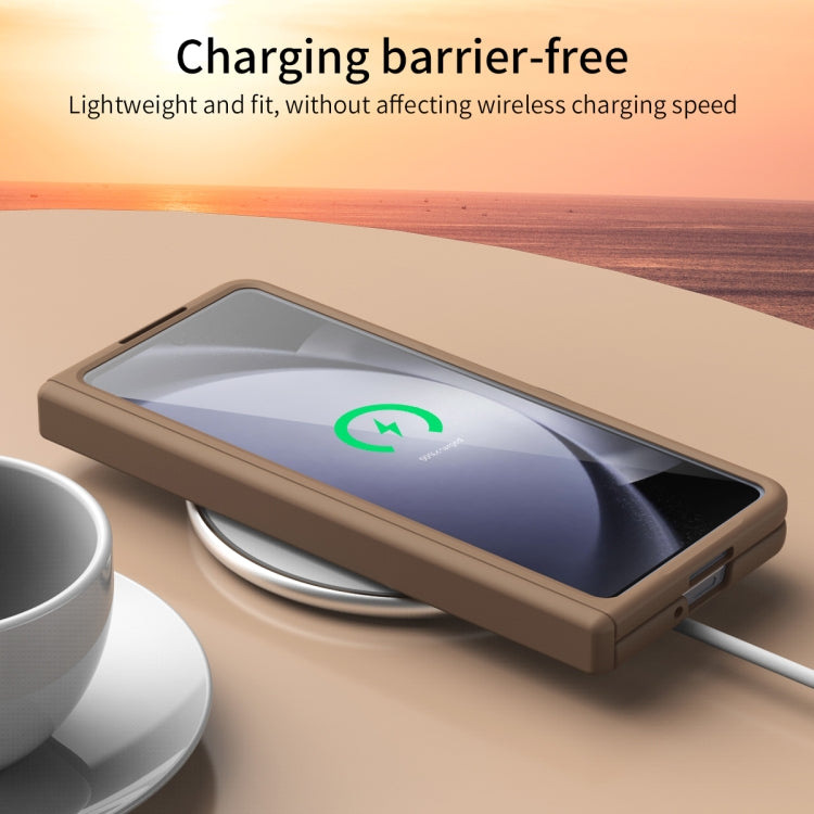 For Samsung Galaxy Z Fold5 Extraordinary Series Hinged Folding Full Phone Case(Coffee) - Galaxy Z Fold5 Cases by buy2fix | Online Shopping UK | buy2fix