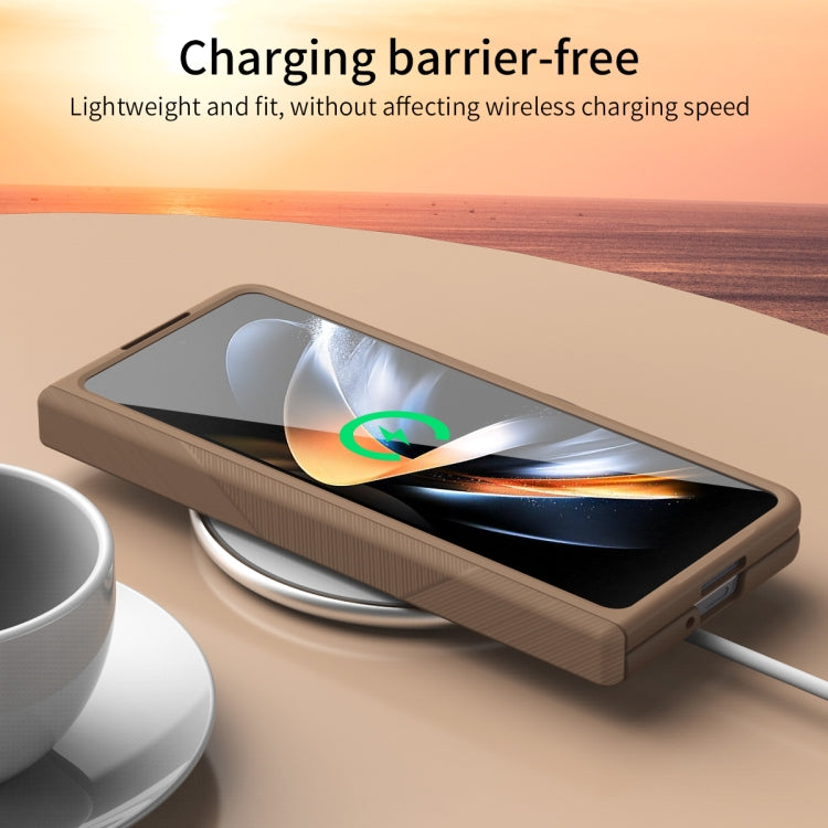 For Samsung Galaxy Z Fold4 5G Extraordinary Series Hinged Folding Full Phone Case(Coffee) - Galaxy Z Fold4 5G Cases by buy2fix | Online Shopping UK | buy2fix