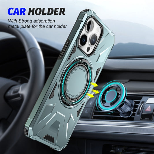 For iPhone 14 Pro MagSafe Magnetic Shockproof Phone Case with Ring Holder(Green) by buy2fix