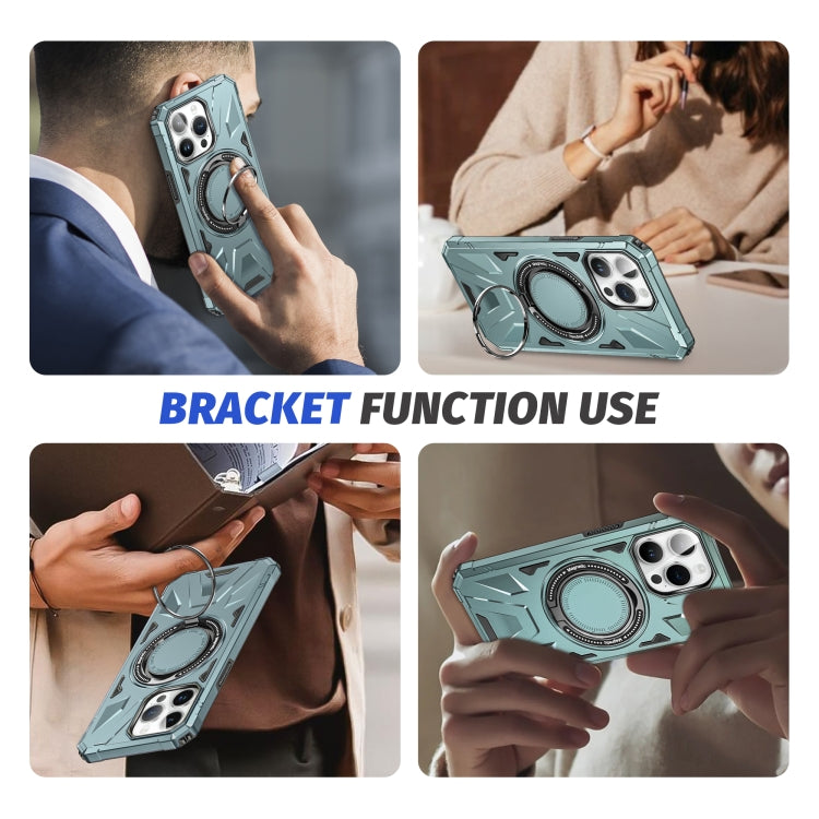 For iPhone 14 Pro MagSafe Magnetic Shockproof Phone Case with Ring Holder(Green) by buy2fix