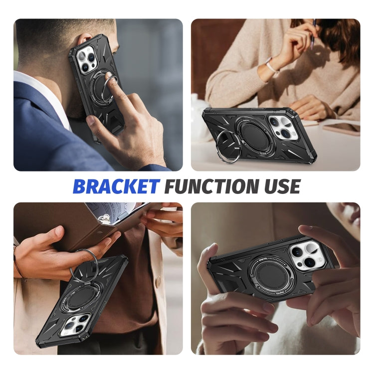 For iPhone 13 Pro Max MagSafe Magnetic Shockproof Phone Case with Ring Holder(Black) by buy2fix