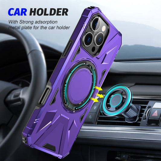 For iPhone 16 Pro MagSafe Magnetic Shockproof Phone Case with Ring Holder(Purple) by buy2fix