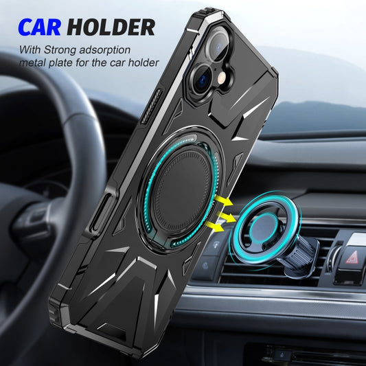 For iPhone 16 MagSafe Magnetic Shockproof Phone Case with Ring Holder(Black) by buy2fix