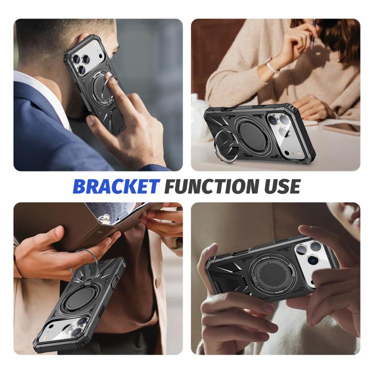 For iPhone 17 Pro Max MagSafe Magnetic Shockproof Phone Case with Ring Holder(Black) - iPhone 17 Pro Max Cases by buy2fix | Online Shopping UK | buy2fix