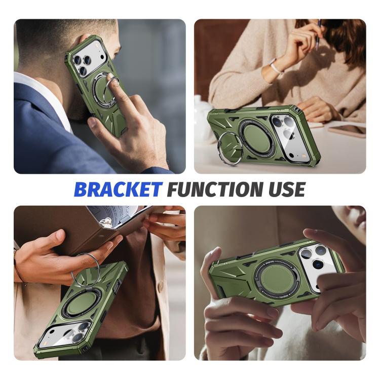 For iPhone 17 Pro Max MagSafe Magnetic Shockproof Phone Case with Ring Holder(Dark Green) - iPhone 17 Pro Max Cases by buy2fix | Online Shopping UK | buy2fix