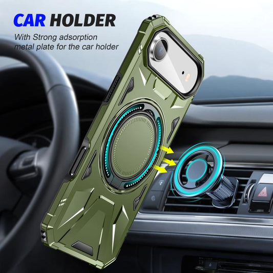 For iPhone Air MagSafe Magnetic Shockproof Phone Case with Ring Holder(Dark Green) - iPhone Air Cases by buy2fix | Online Shopping UK | buy2fix