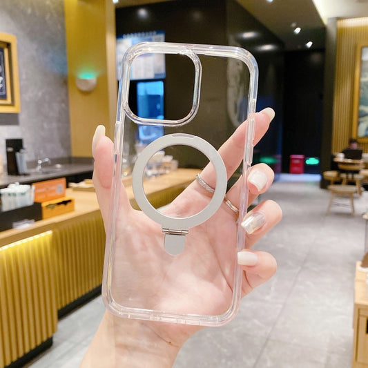 For iPhone 15 Pro Glitter MagSafe Magnetic Phone Case with Stand(Transparent White) by buy2fix