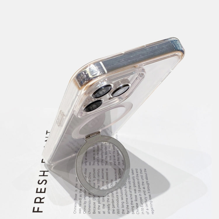 For iPhone 15 Pro Glitter MagSafe Magnetic Phone Case with Stand(Transparent White) by buy2fix
