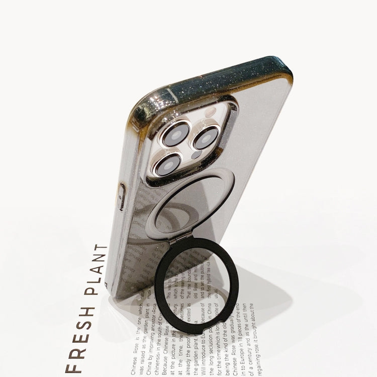 For iPhone 15 Pro Glitter MagSafe Magnetic Phone Case with Stand(Black) by buy2fix