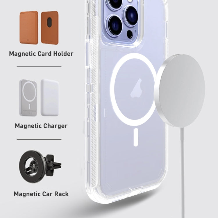 For iPhone 14 Plus Shockproof MagSafe Magnetic Phone Case(Transparent) by buy2fix