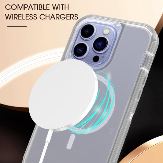 For iPhone 14 Pro Shockproof MagSafe Magnetic Phone Case(Transparent Grey) by buy2fix