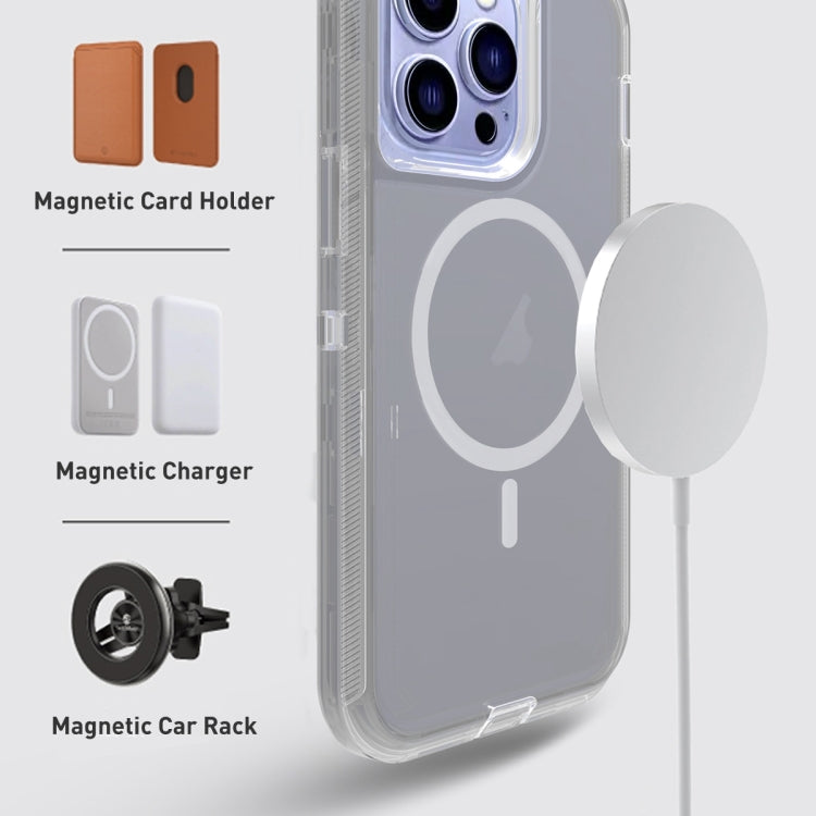 For iPhone 14 Pro Shockproof MagSafe Magnetic Phone Case(Transparent Grey) by buy2fix