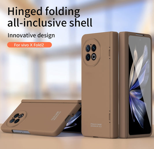 For vivo X Fold2 Extraordinary Series Hinged Folding Full Phone Case(Coffee) by buy2fix