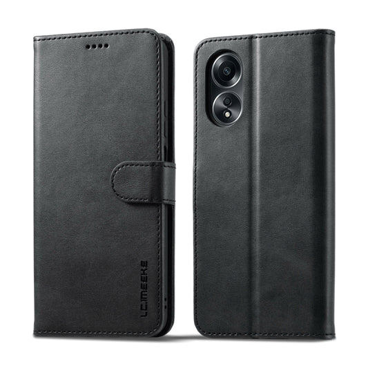 For OPPO A18 4G / A38 4G LC.IMEEKE Calf Texture Horizontal Flip Leather Case(Black) by LC.IMEEKE