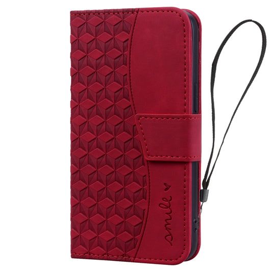 For iPhone 16 Plus Business Diamond Buckle Leather Phone Case with Lanyard(Wine Red) by buy2fix