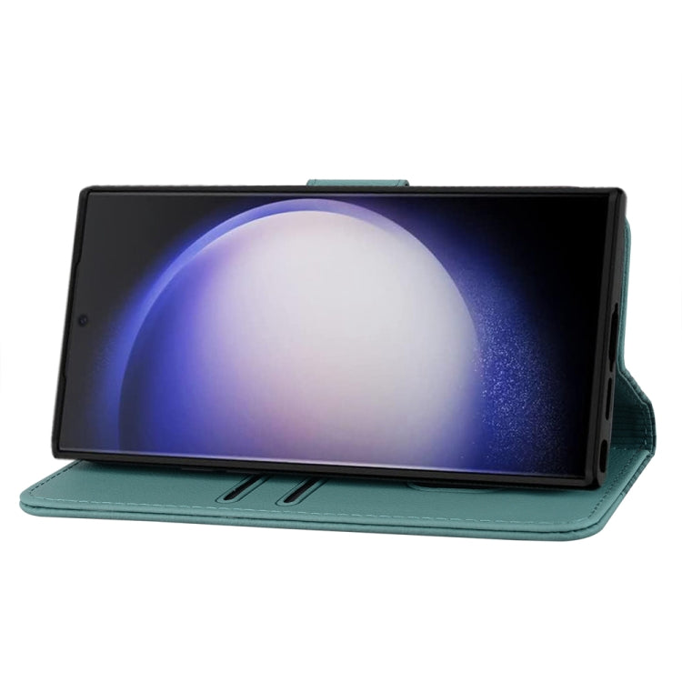 For Samsung Galaxy S23 Ultra 5G Diamond Buckle Leather Phone Case with Lanyard(Green) by buy2fix