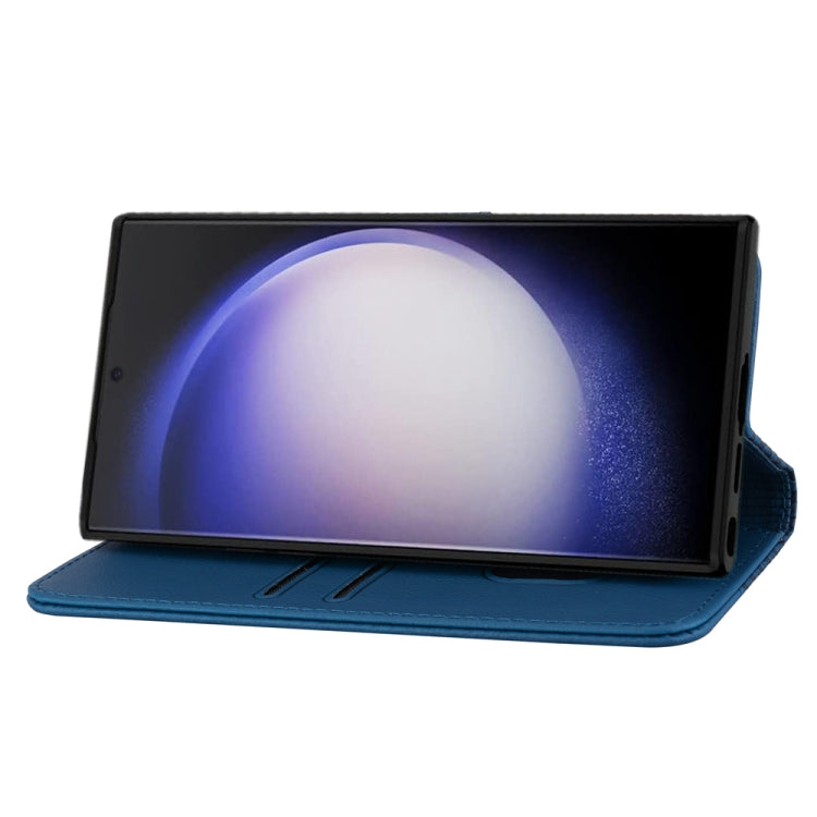 For Samsung Galaxy S22 Ultra 5G Diamond Buckle Leather Phone Case with Lanyard(Royal Blue) by buy2fix