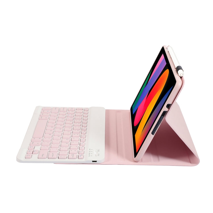 For Xiaomi Redmi Pad SE 11 inch A0N9 Lambskin Texture Ultra-thin Detachable Bluetooth Keyboard Leather Case(Pink) by buy2fix