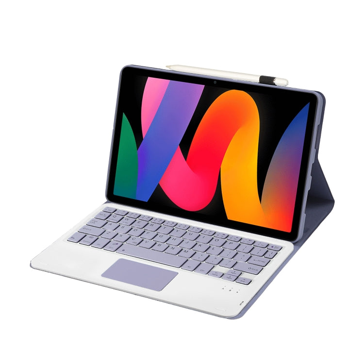 For Xiaomi Redmi Pad SE 11 inch A0N9-A Lambskin Texture Ultra-thin Detachable Bluetooth Keyboard Leather Case with Touchpad(Purple) by buy2fix