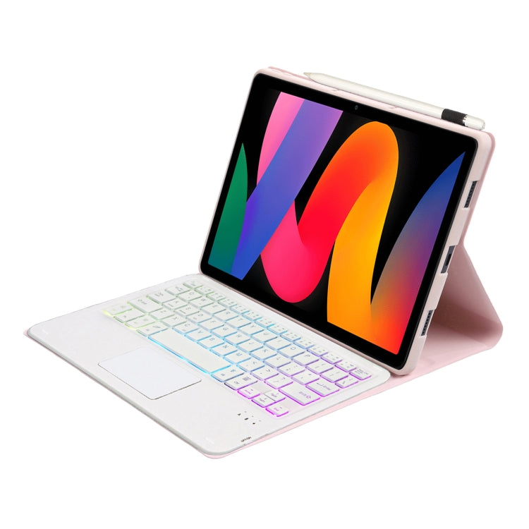 For Xiaomi Redmi Pad SE 11 inch A0N9-AS Lambskin Texture Ultra-thin Detachable Backlight Bluetooth Keyboard Leather Case with Touchpad(Pink) by buy2fix