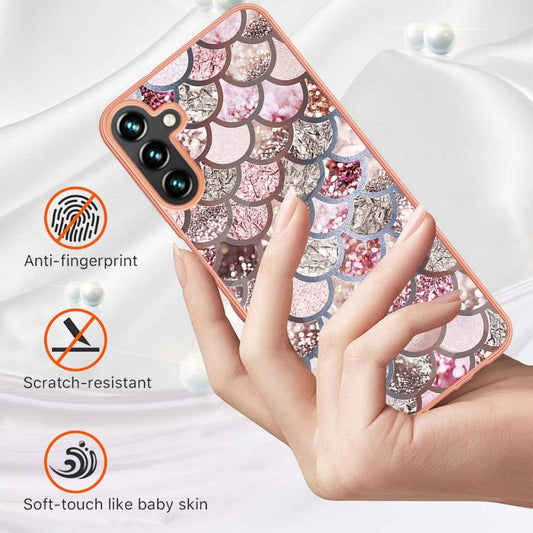 For Samsung Galaxy A55 5G Electroplating IMD TPU Phone Case(Pink Scales) by buy2fix