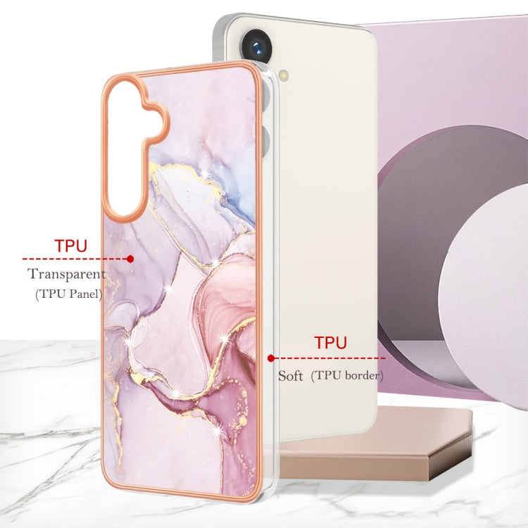 For Samsung Galaxy S24+ 5G Electroplating Marble Dual-side IMD Phone Case(Rose Gold 005) by buy2fix