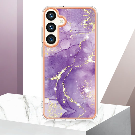 For Samsung Galaxy S24 5G Electroplating Marble Dual-side IMD Phone Case(Purple 002) by buy2fix