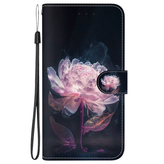 For Samsung Galaxy M55 Crystal Texture Colored Drawing Leather Phone Case(Purple Peony) by buy2fix