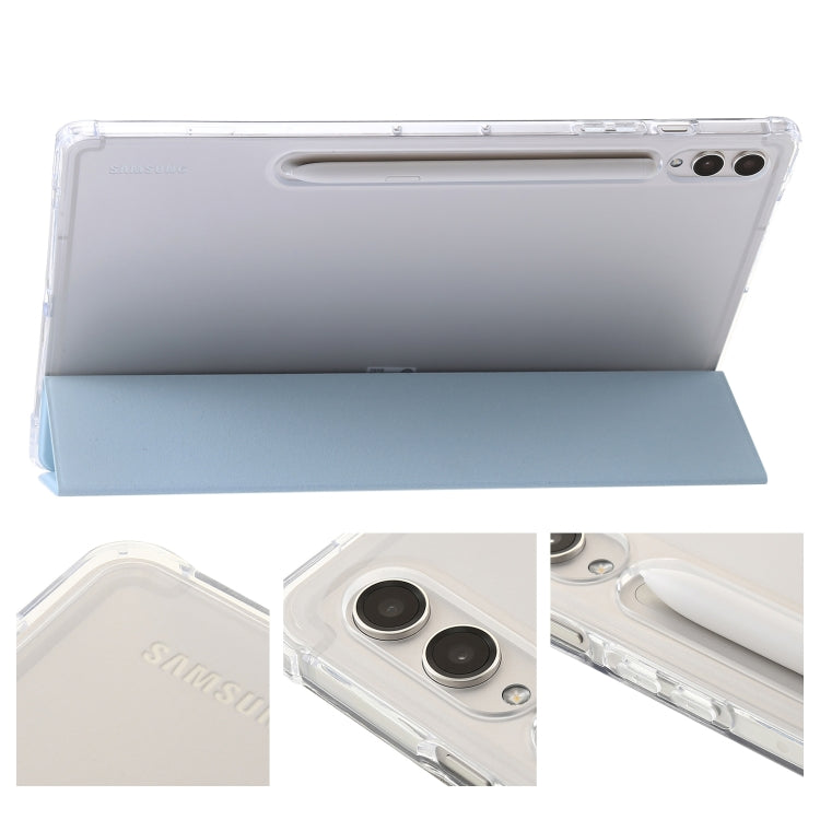 For Samsung Galaxy Tab S10 FE / S9 FE / S9 3-Fold Clear Acrylic Leather Tablet Case(Ice Blue) by buy2fix