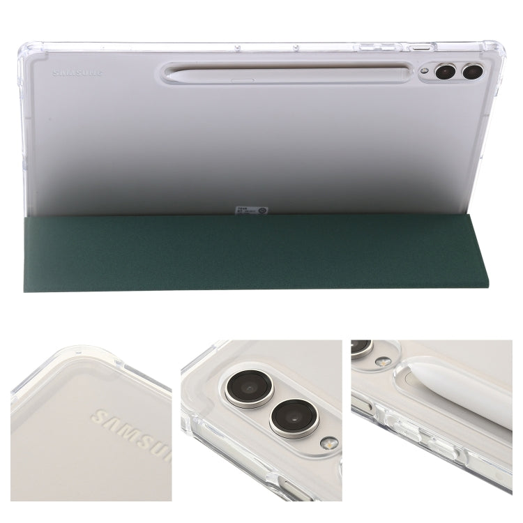 For Samsung Galaxy Tab S9+ 3-Fold Clear Acrylic Leather Tablet Case(Deep Green) by buy2fix